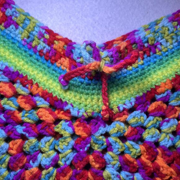 Crochet shorts waist tie rainbow multi-color festival unisex Pride, Music - Picture 5 of 11